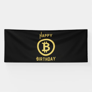 Happy Birthday Bitcoin Gold 4x10 Vinyl Banner