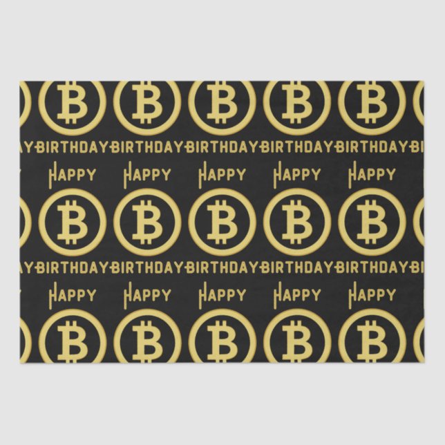 Happy Birthday Bitcoin Gold Tissue Paper (Front)