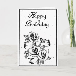 Happy Birthday Black and White Card