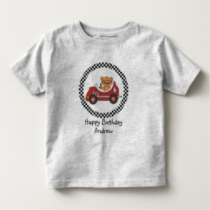 Happy Birthday Black and White Racing Bear Toddler T-Shirt