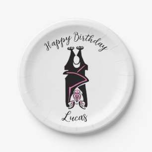 Happy birthday  Black BAT- Nature - Wildlife Paper Plate