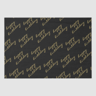 Happy Birthday Black Gold Script Tissue Paper