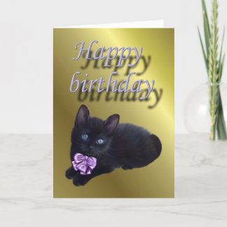 Happy birthday-black kitten card