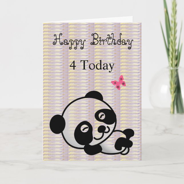 Happy Birthday Black Lilac Panda Card (Front)