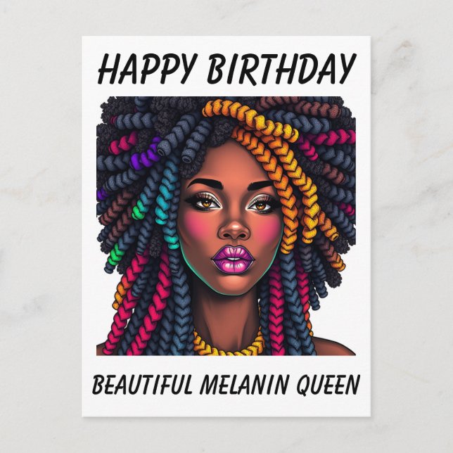 Happy Birthday black melanin woman birthday card (Front)