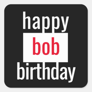 Happy Birthday BLACK WHITE RED MINIMAL Square Sticker