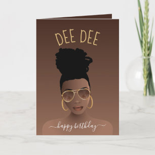 Happy Birthday, Black Woman w/Gold Shades, Brown  Card
