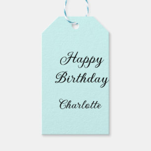 Happy birthday blue background name stylish elegan gift tags