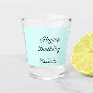 Happy birthday blue background name stylish elegan shot glass