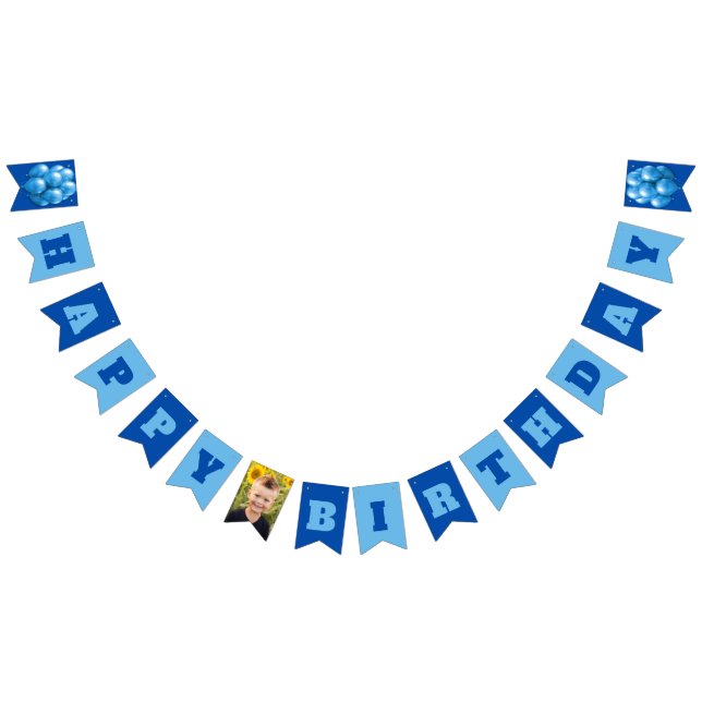 Happy Birthday Blue Boys Party Photo Bunting (All)