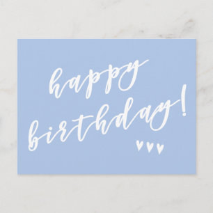 Happy Birthday! Blue Brush Script Postcard