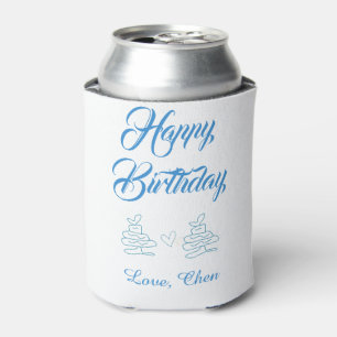 happy birthday blue cake heart name love pastel can cooler