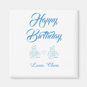 happy birthday blue cake heart name love pastel magnet