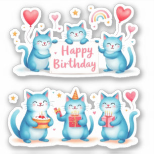Happy Birthday - Blue Cats - Cake Balloons Gifts -