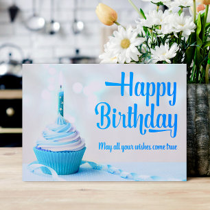 Happy Birthday Blue Cupcake Birthday Card