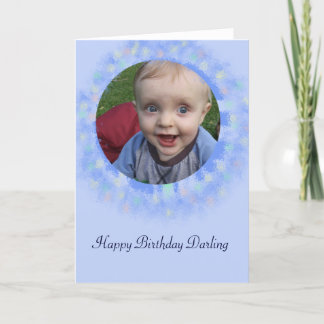 Happy Birthday Blue Custom Photo Greeting Card