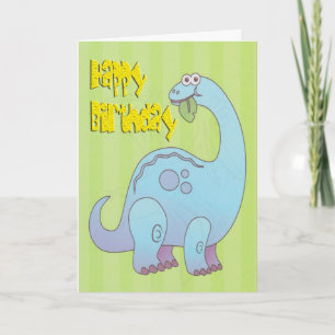 Happy Birthday Blue Dinosaur Card