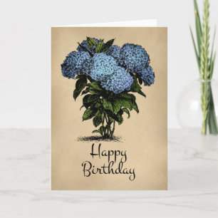 Happy Birthday Blue Hydrangea Floral Card