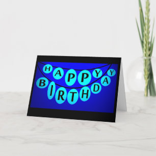 Happy Birthday blue light bubbles celebrate card