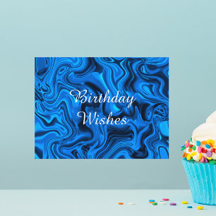Happy Birthday Blue Modern Watercolor Art Postcard