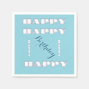 HAPPY Birthday Blue     Napkin