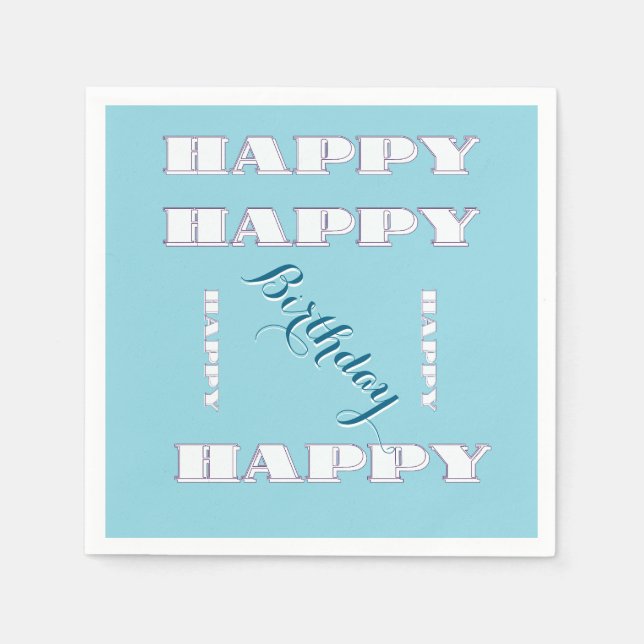 HAPPY Birthday Blue     Napkin (Front)