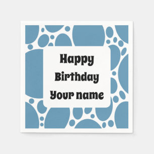 Happy birthday, blue pattern  napkin