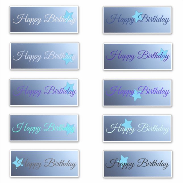 Happy Birthday Blue Star Stickers (Front)