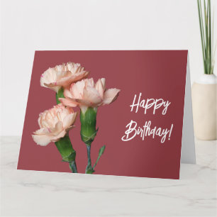 Happy Birthday blush pink carnation pretty floral Card