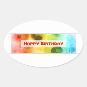 happy birthday (bokeh) oval sticker