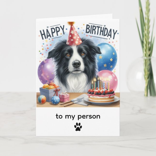 Happy Birthday Border Collie From Dog  Card (Front)