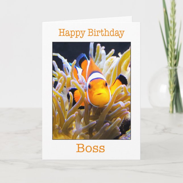 Happy Birthday Boss Clown Fish Card (Front)