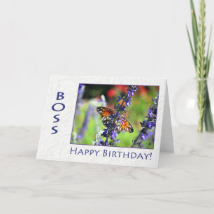 Happy Birthday Boss Floral Butterfly Card