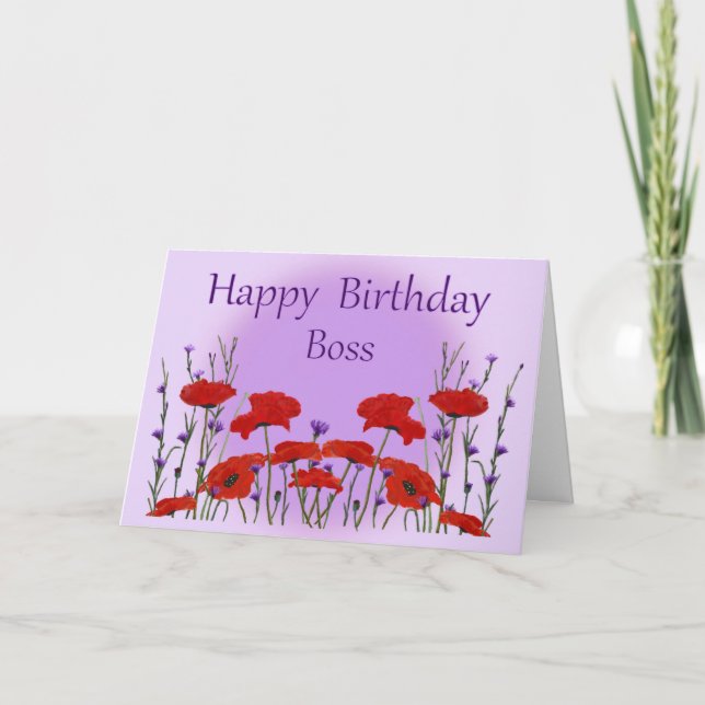 Happy Birthday Boss from Group with Poppies Card (Front)