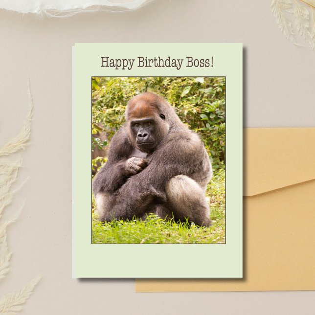 Happy Birthday Boss Gorilla In Nature Card (Creator Uploaded)