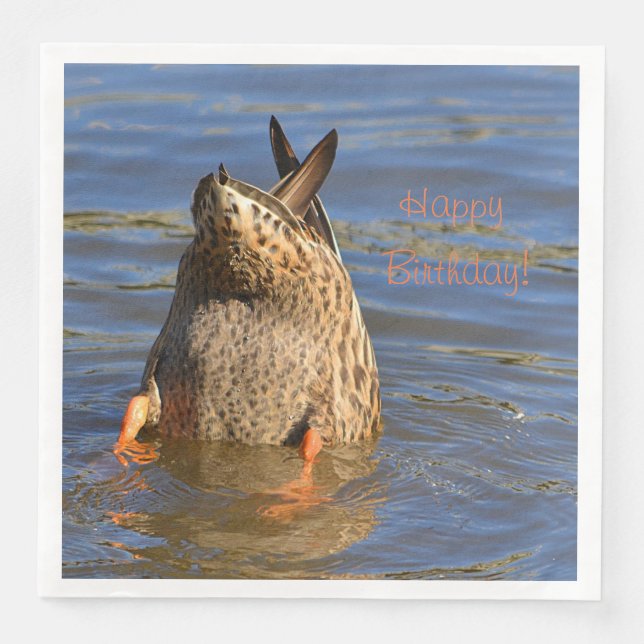 Happy Birthday Bottoms Up Duck Napkin (Front)