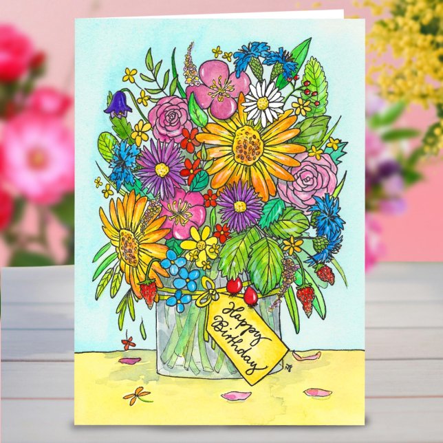 Happy Birthday Bouquet greeting card by N. Janes (Creator Uploaded)