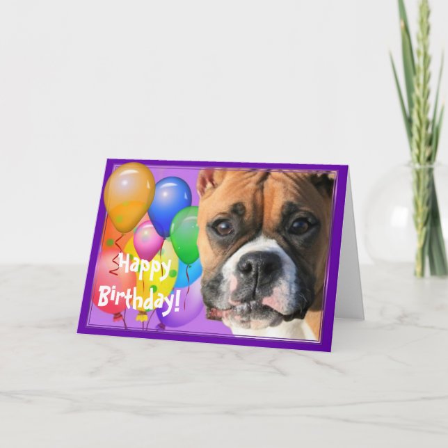 Happy Birthday Boxer greeting card (Front)
