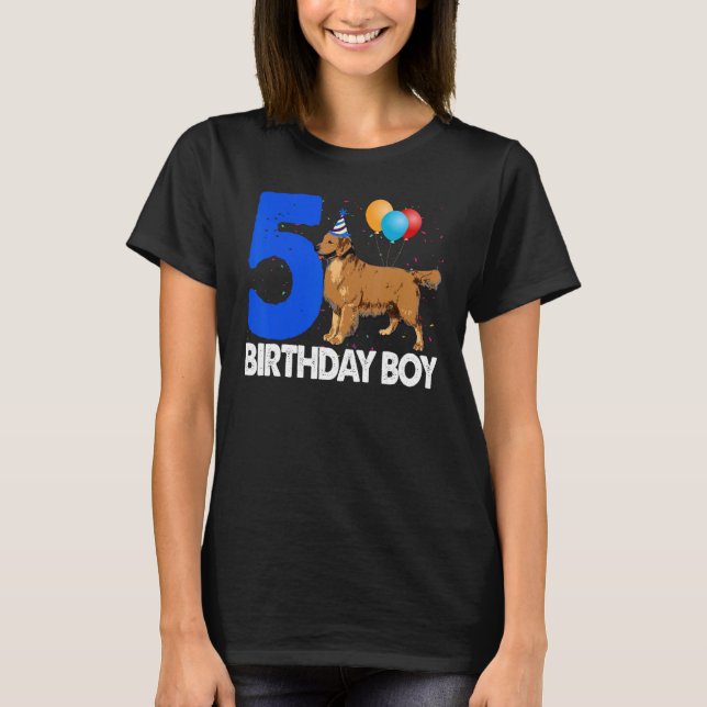 Happy Birthday Boy 5  Golden Retriever Dog Tee Wom (Front)