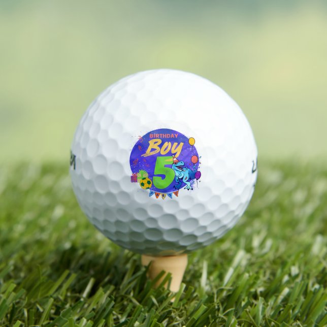 Happy Birthday Boy 5th Fifth Birthday Dinosaur Golf Balls (Insitu Tee)
