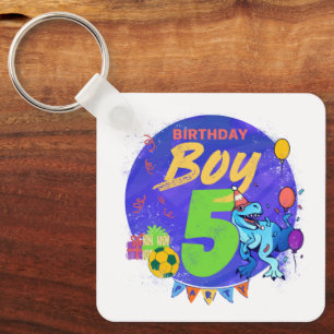 Happy Birthday Boy 5th Fifth Birthday Dinosaur Key Ring