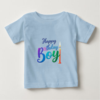 Happy Birthday Boy Colourful Baby T-Shirt with Can