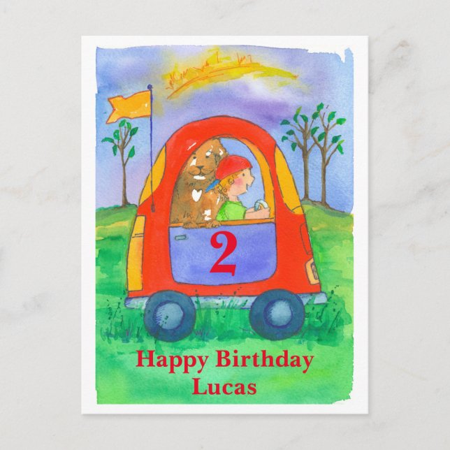 Happy Birthday Boy Custom Name Postcard (Front)