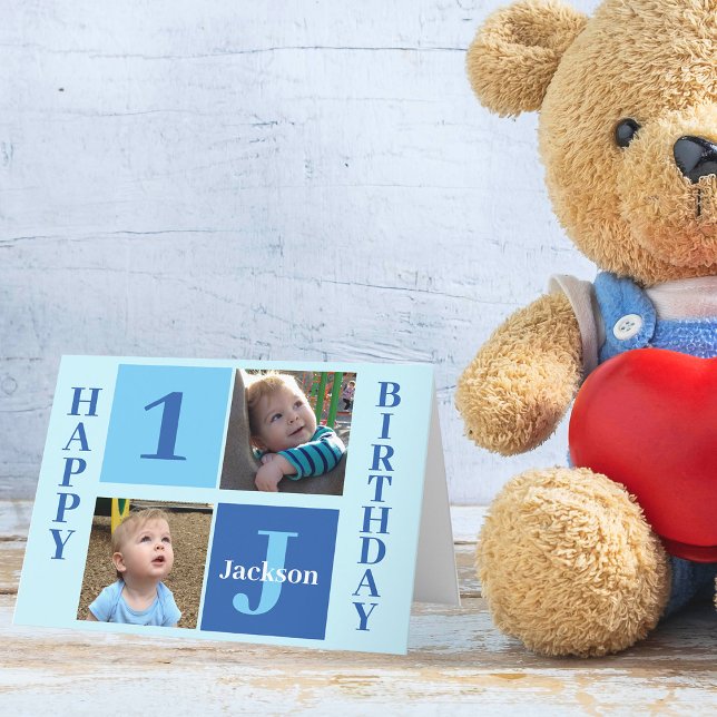 Happy Birthday Boy Cute Custom Blue Kids Card (Creator Uploaded)