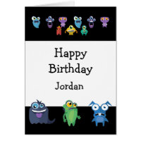 Happy Birthday Boy Girl Fun Monster Cartoons