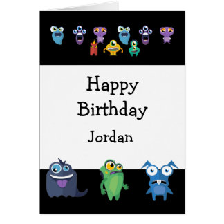 Happy Birthday Boy Girl Fun Monster Cartoons