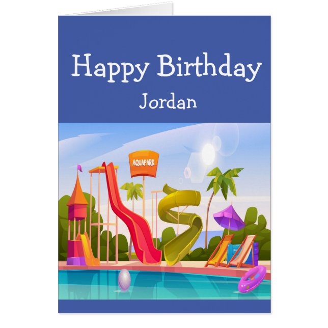Happy Birthday Boy Girl Loves Water Park (Front)