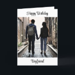 Happy Birthday Boyfriend | Couple Holding Hands Card<br><div class="desc">Personalised Birthday card. Ai generated people holding hands in love walking down and urban alley.</div>