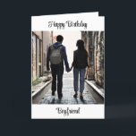 Happy Birthday Boyfriend | Couple Holding Hands Card<br><div class="desc">Personalised Birthday card. Ai generated people holding hands in love walking down and urban alley.</div>