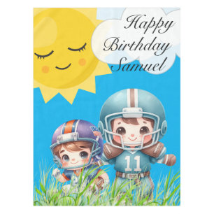  Happy Birthday boy's playing football Tablecloth